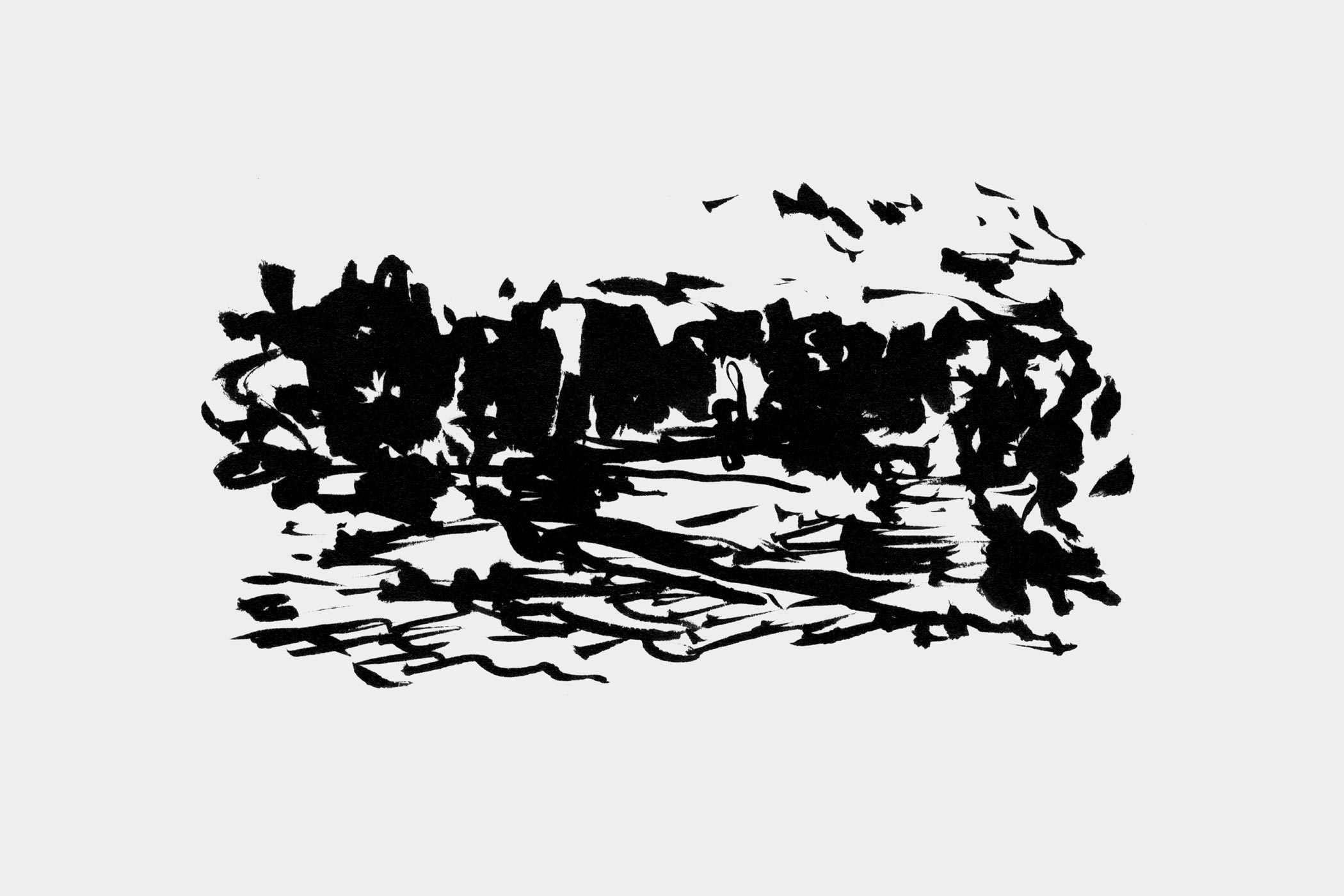 Pinselzeichnung der Donau, gezeichnet von Christian Thanhäuser das Buch „Die Donau hinab“ von Christian Thanhäuser und Karl-Markus Gauß erschienen im Haymon Verlag